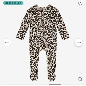 Posh Peanut Footie Ruffled Zippered One Piece Lana Leopard Tan